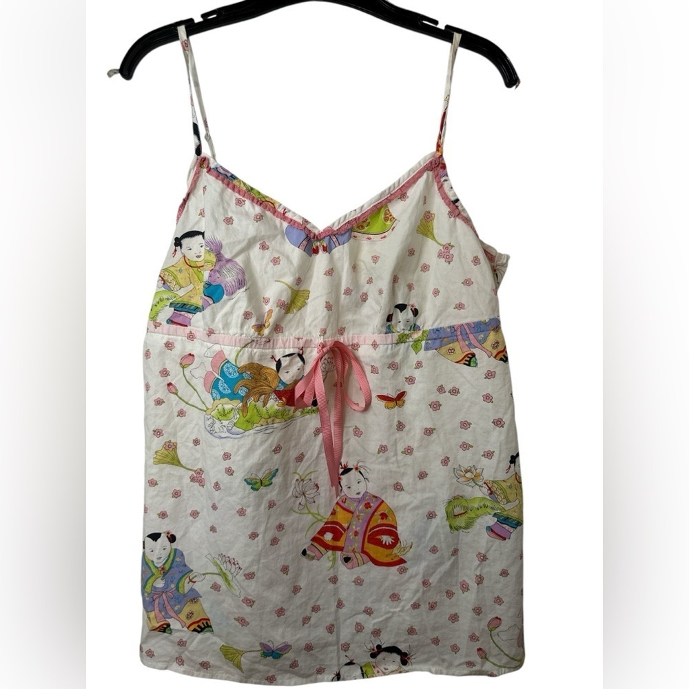 Nick & Nora Asian Baby Pink Lotus Cotton Pajama Top